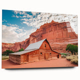 Acrylic print of Capitol Reef in Utah featuring large abstract forms in earth tones, ideal for bedroom or dining room decor.