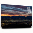 Acrylic print of Salt Lake City with muted blue and gray tones, ideal for modern bedroom or dining room decor.