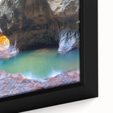 Textured art of Zion National Park on extra large framed canvas, featuring black and colorful hues.