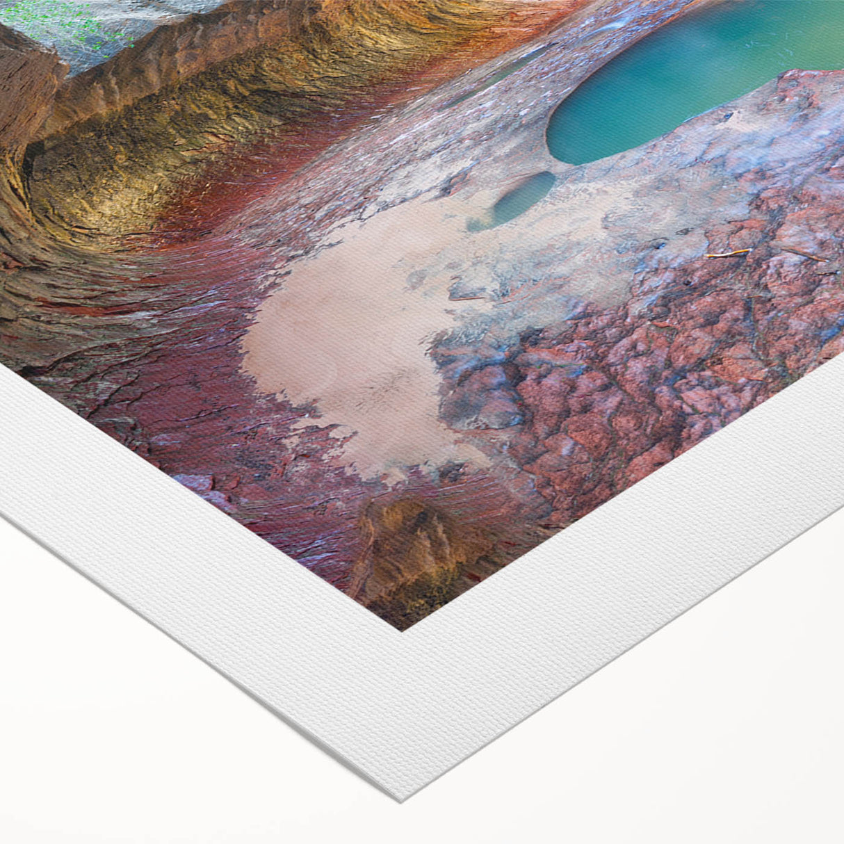 Art deco poster of Zion National Park in muted earth tones on rolled canvas, suitable for dining room decor.