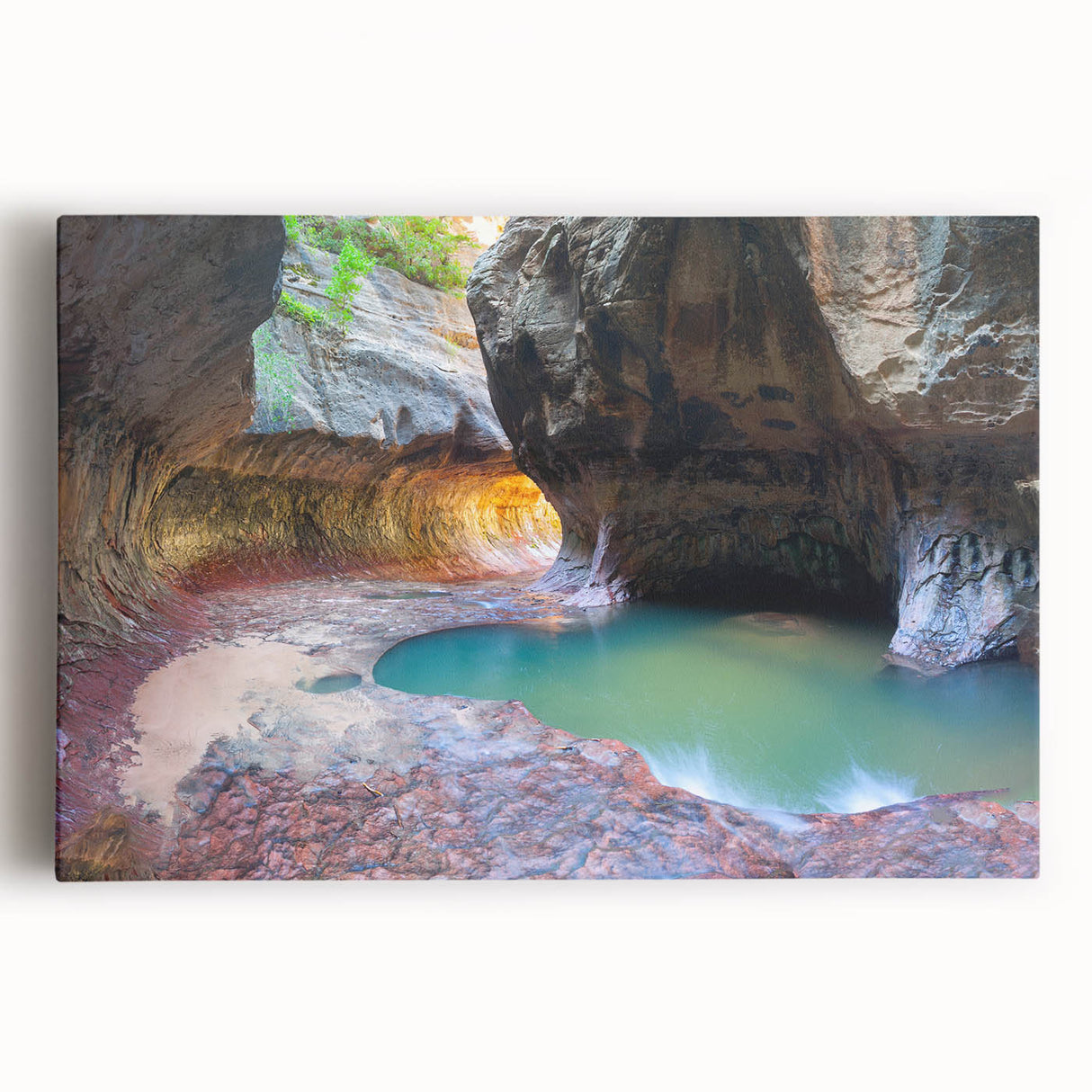 Black and white photograph of Zion National Park on a large stretched canvas, ideal for kitchen wall art.