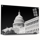 Acrylic print of Washington D.C. Capitol with soft grey and blue tones, suitable for bedroom or dining room decor.