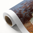 Art deco poster of Washington DC's Lincoln Memorial in muted gray tones on rolled canvas, ideal for nursery wall art.