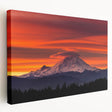 Side view of a stretched canvas featuring Mount Rainier in muted earth tones, suitable for kitchen wall art.