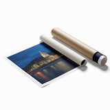 Serene West Virginia landscape on rolled print, featuring pastel floral elements, ideal for classy bathroom wall art.