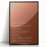 Large abstract wall art depicting autumnal trees in fiery hues on black framed acrylic.