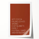 Rolled canvas print featuring a fall-themed floral design in warm red and orange tones, ideal for dining room wall art.