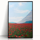 Large abstract wall art depicting spring, in vibrant green and yellow tones, framed in black acrylic.