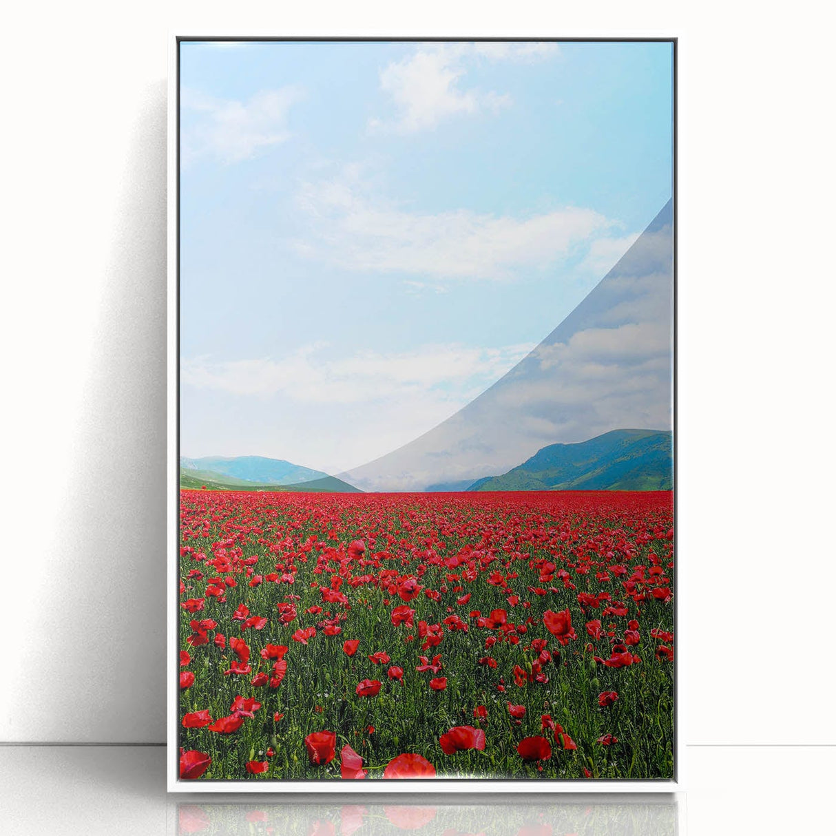 Art deco poster featuring spring-themed modern art wall decor, with pastel colors on white framed acrylic.