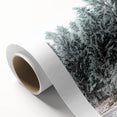 Art deco poster of a winter scene on rolled canvas, featuring cool blue and white tones, ideal for nursery wall art.