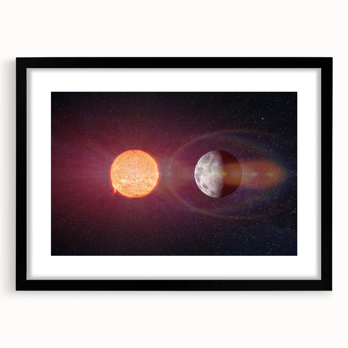 Sun and Moon Radiance Wall Art - NASA Space Exploration Canvas