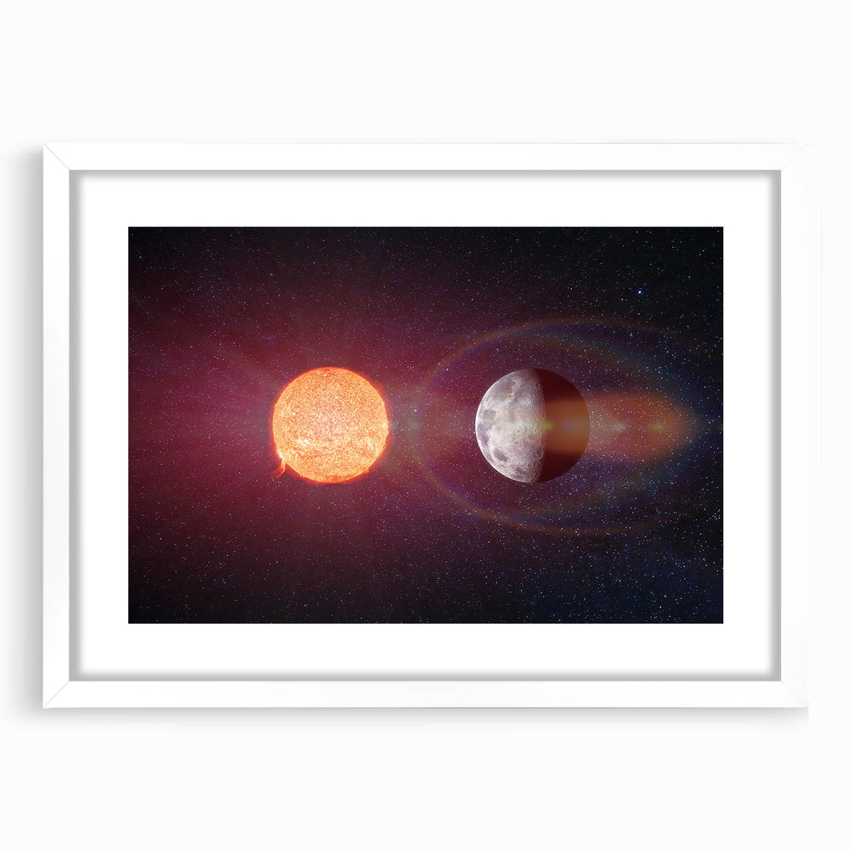 Sun and Moon Radiance Wall Art - NASA Space Exploration Canvas