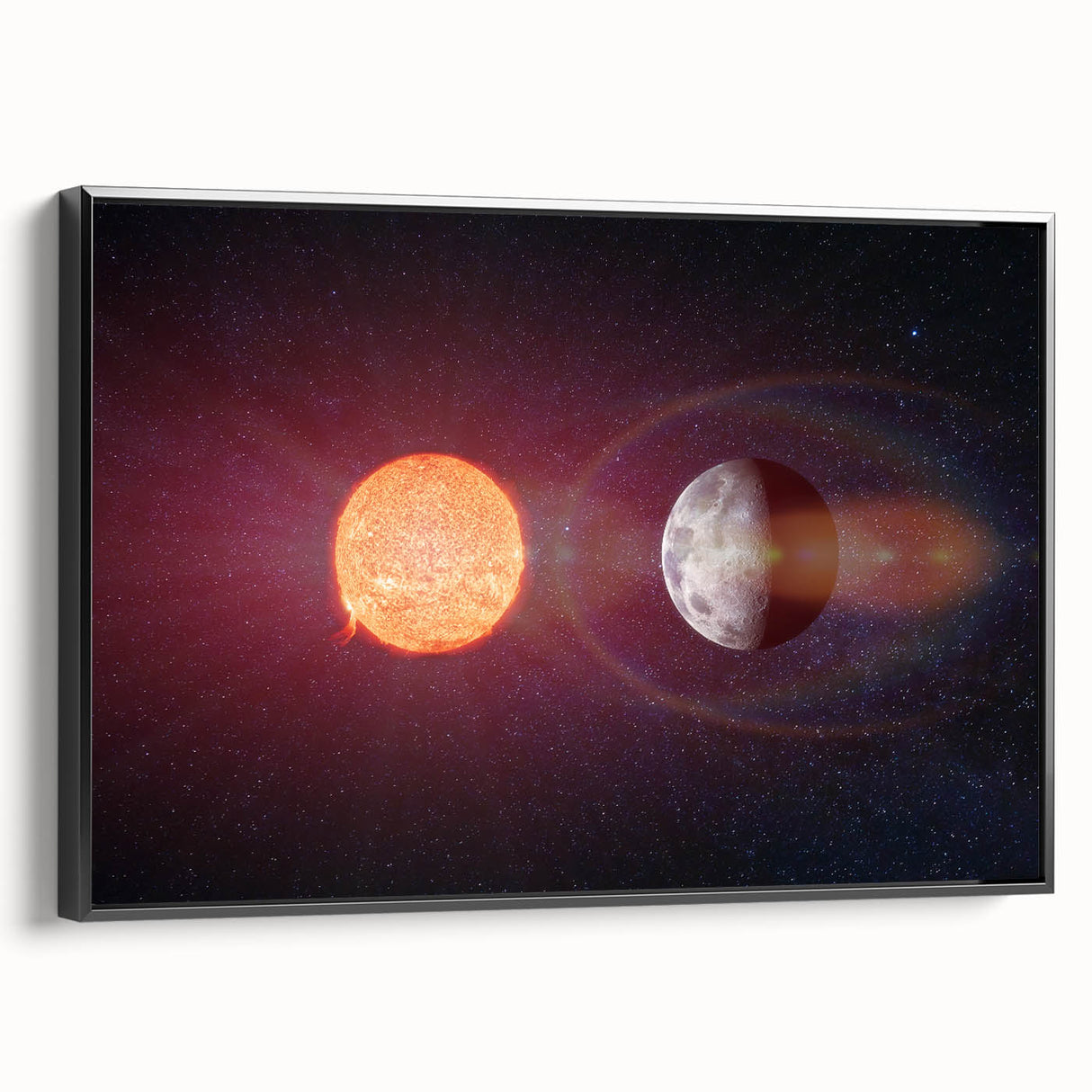 Sun and Moon Radiance Wall Art - NASA Space Exploration Canvas