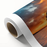 Art deco poster of colorful vintage vehicles on a rolled canvas, ideal for nursery wall art.