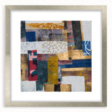 Abstract geometric frame in silver with a mat, showcasing a modern design ideal for home decor, emphasizing clean lines and contemporary style.