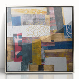Framed abstract geometric wall art in silver acrylic, showcasing sharp lines and modern design elements, perfect for contemporary home decor.