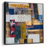 Framed abstract geometric canvas artwork showcasing a sleek black side view, perfect for modern home decor, offering a stylish and contemporary aesthetic.