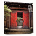 Acrylic print of a Japanese door design in muted earth tones, ideal for dining room art.