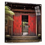 Acrylic print of a Japanese door design in muted earth tones, ideal for dining room art.