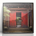 Large abstract wall art depicting a Japanese door, in black and gray tones on a framed acrylic.