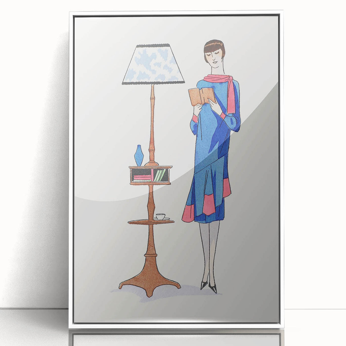 Chic Art Deco Wall Art – Stylish Reading Woman in Vibrant Colors