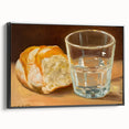 Black and white framed canvas featuring assorted pastries, ideal for bedroom wall decor or a kitchen setting.