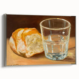 Framed canvas featuring a vintage poster of colorful pastries, set against a black background, ideal for kitchen wall art.