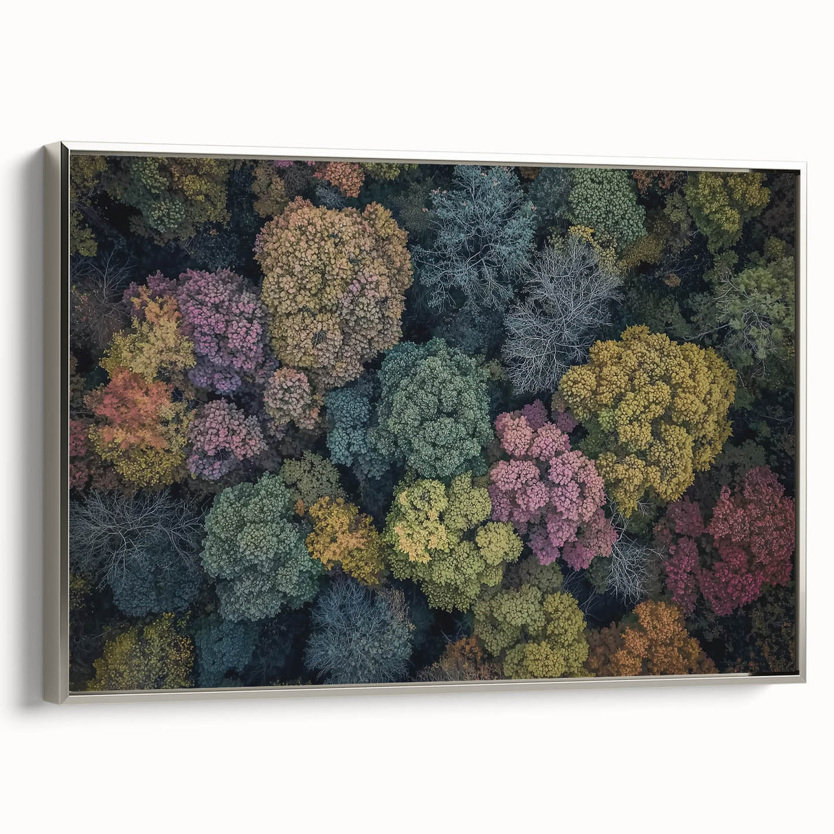 Framed landscape canvas art showcasing a serene silver side view, perfect for modern home decor, emphasizing elegance and tranquility in interior design.