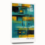 Large abstract wall art in vibrant red and blue tones on acrylic glass, ideal for modern bedroom or dining room ambiance.