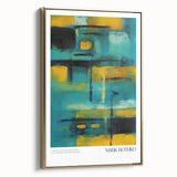 Modern Rothko-style landscape painting on framed canvas, featuring deep black and gold tones, ideal for bedroom wall decor.