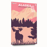 Alaska Retro Travel Poster | Vintage Moose Mountain Print
