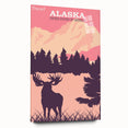 Alaska Retro Travel Poster | Vintage Moose Mountain Print