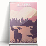 Alaska Retro Travel Poster | Vintage Moose Mountain Print