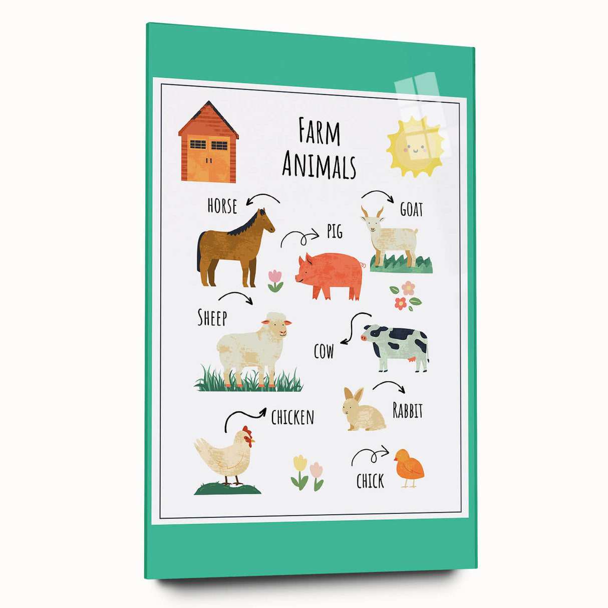 Farm Animals Kids Educational Wall Art – Learning Poster