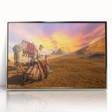 Modern art depiction of the Egyptian landscape in silver framed acrylic, ideal for nursery wall decor.