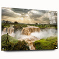 Large abstract depiction of Ethiopian scenery on acrylic glass, featuring earthy tones, ideal for dining room art.