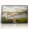 Large abstract wall art depicting Ethiopian scenery in muted earth tones on a black-framed acrylic panel.