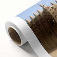 Art deco poster of a Mali African scenery in muted earth tones on rolled canvas, ideal for nursery wall art.