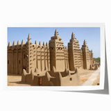 Extra large rolled print of an African Mali scenery in earth tones, ideal for art wall dining room.