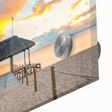 Large abstract wall art depicting a Mauritius scenery in vibrant hues on acrylic glass, ideal for dining room ambiance.