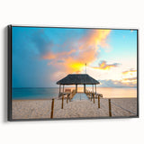 Black and white landscape art painting of Mauritius on a framed canvas, ideal for bedroom wall decor.