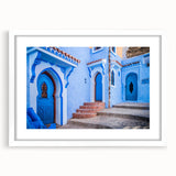 Extra large abstract art print depicting a textured Moroccan landscape in earth tones, framed with a white mat.