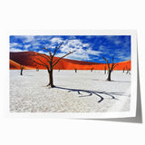 Extra large rolled print of African scenery with muted earth tones, ideal for art wall dining room.