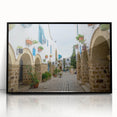 Large abstract wall art depicting a Tunisian landscape in mid-century modernist style.