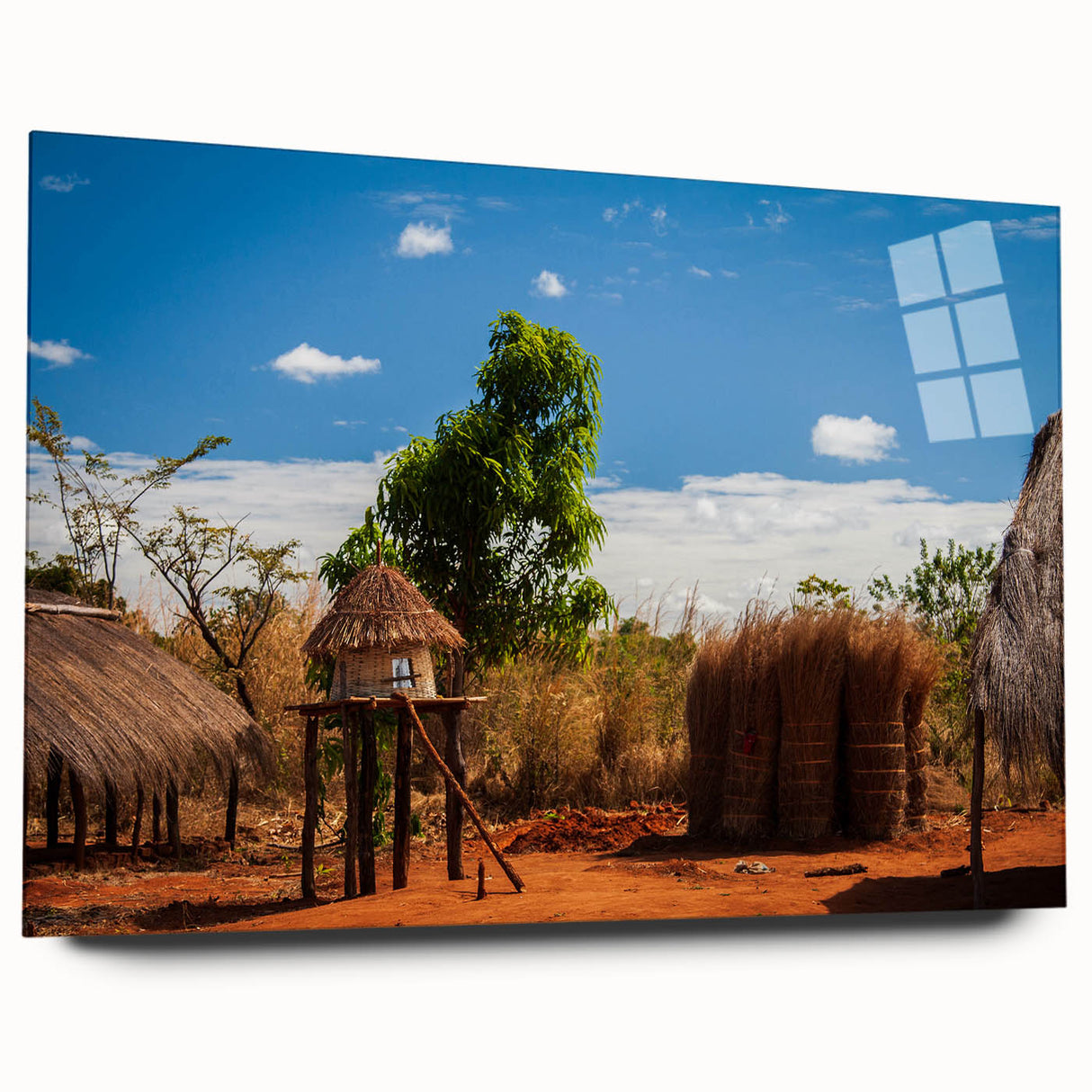 Large abstract wall art of African scenery in Zambia, rendered on acrylic glass, suitable for bedroom or dining room decor.