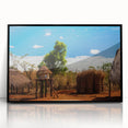 Large abstract wall art depicting a Zambia scenery in black and white tones on a framed acrylic.