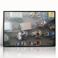 Large abstract wall art depicting a serene Bangladesh river scene in muted earth tones on a framed acrylic.