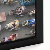 Close-up of extra large black wall art featuring a textured.