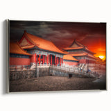 Framed canvas depicting a vintage-style Beijing landscape in colorful art tones.