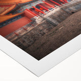 Art deco poster of Beijing skyline in muted gold and black on rolled canvas, suitable for dining room wall art.